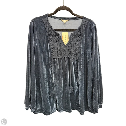 Top Long Sleeve By Recreations In Teal, Size: Xl