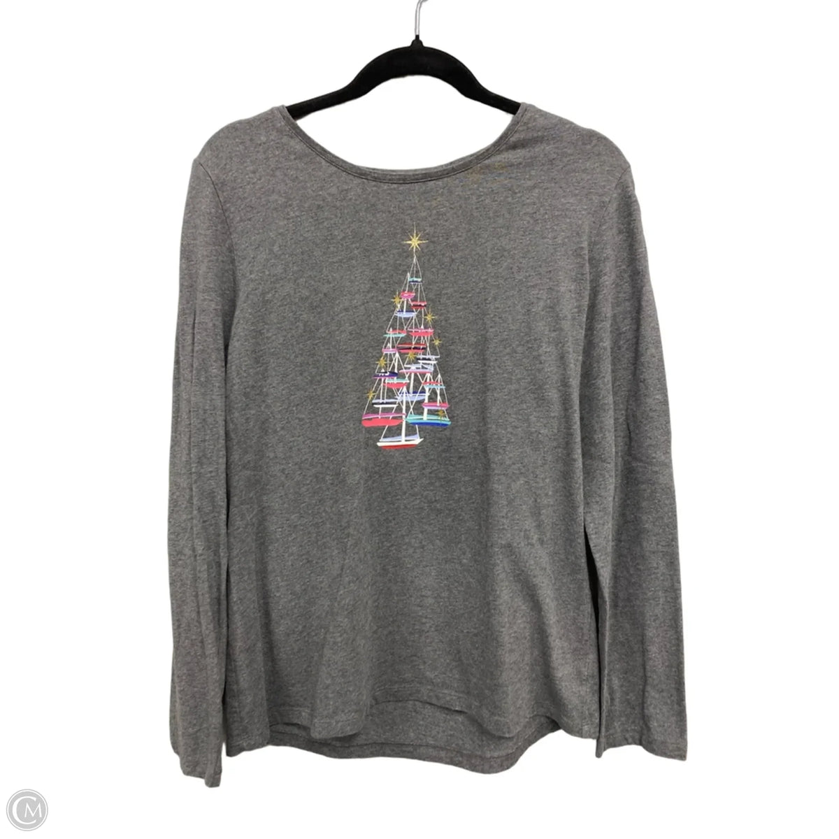 Top Long Sleeve Basic By Talbots In Grey, Size: L