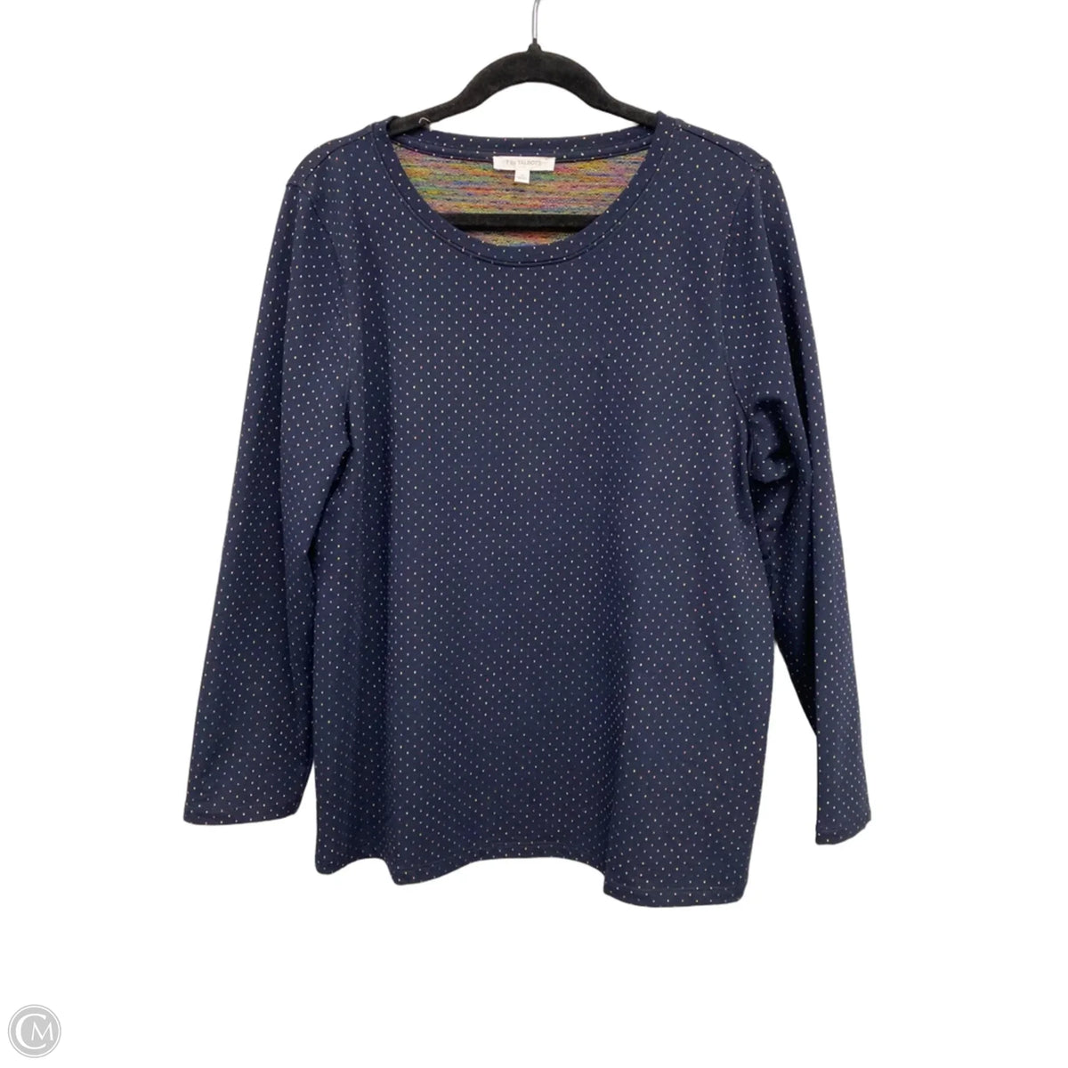 Top Long Sleeve Basic By Talbots In Blue & Pink, Size: L