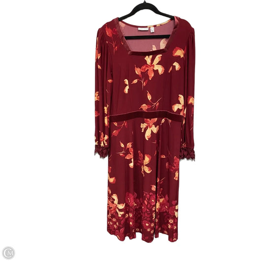 Dress Casual Midi By Susan Graver In Maroon, Size: L