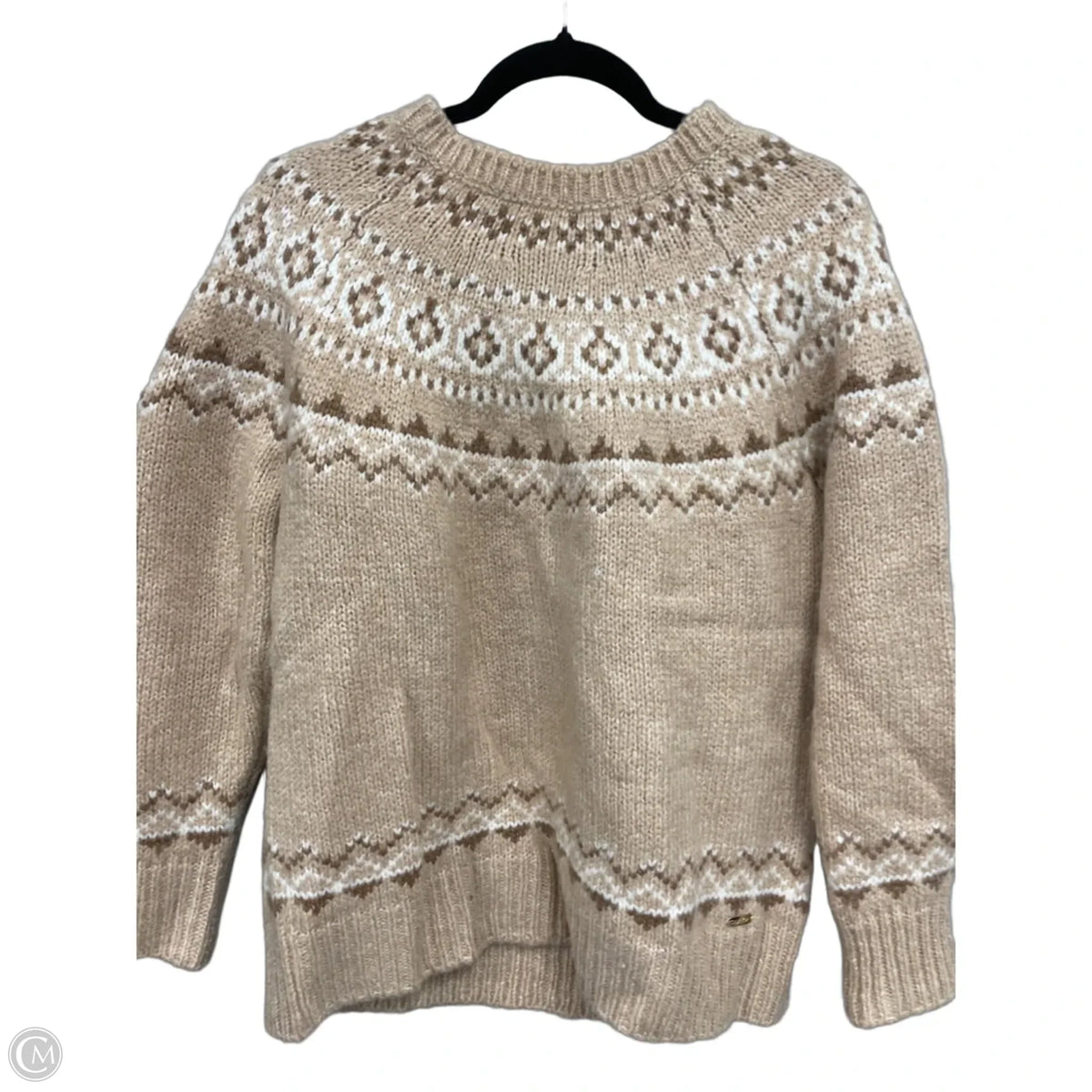 Sweater By Calvin Klein In Tan & White, Size: S