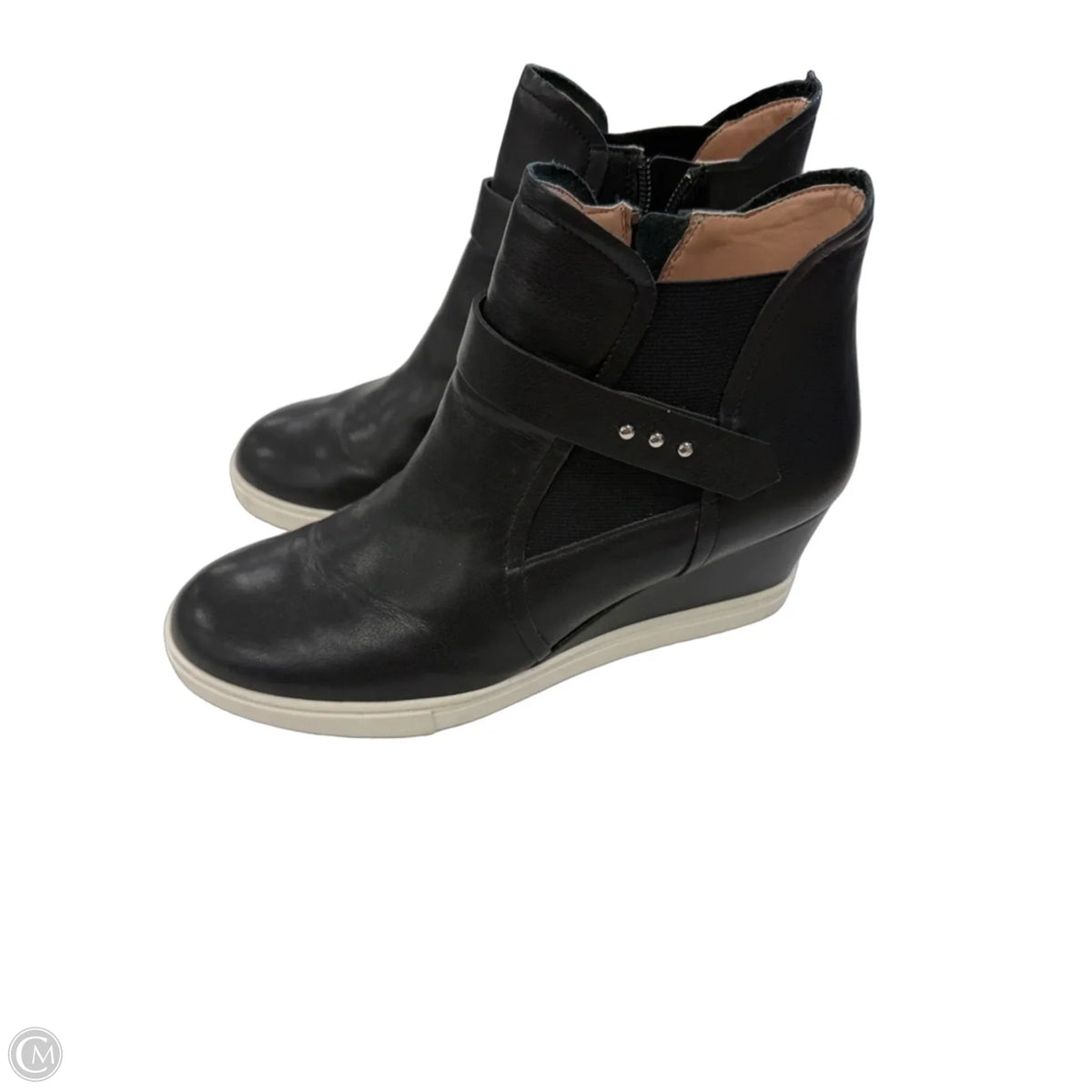 Boots Ankle Heels By Clothes Mentor In Black & White, Size: 9