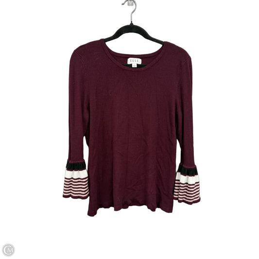 Sweater By Elle In Purple & White, Size: L