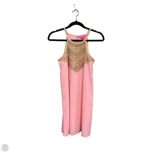 Dress Designer By Lilly Pulitzer In Gold & Pink, Size: 0