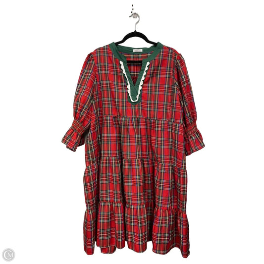 Dress Casual Midi By Chicsoul In Green & Red, Size: 3x