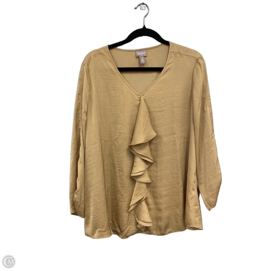 Blouse Long Sleeve By Chicos In Tan, Size: Xl