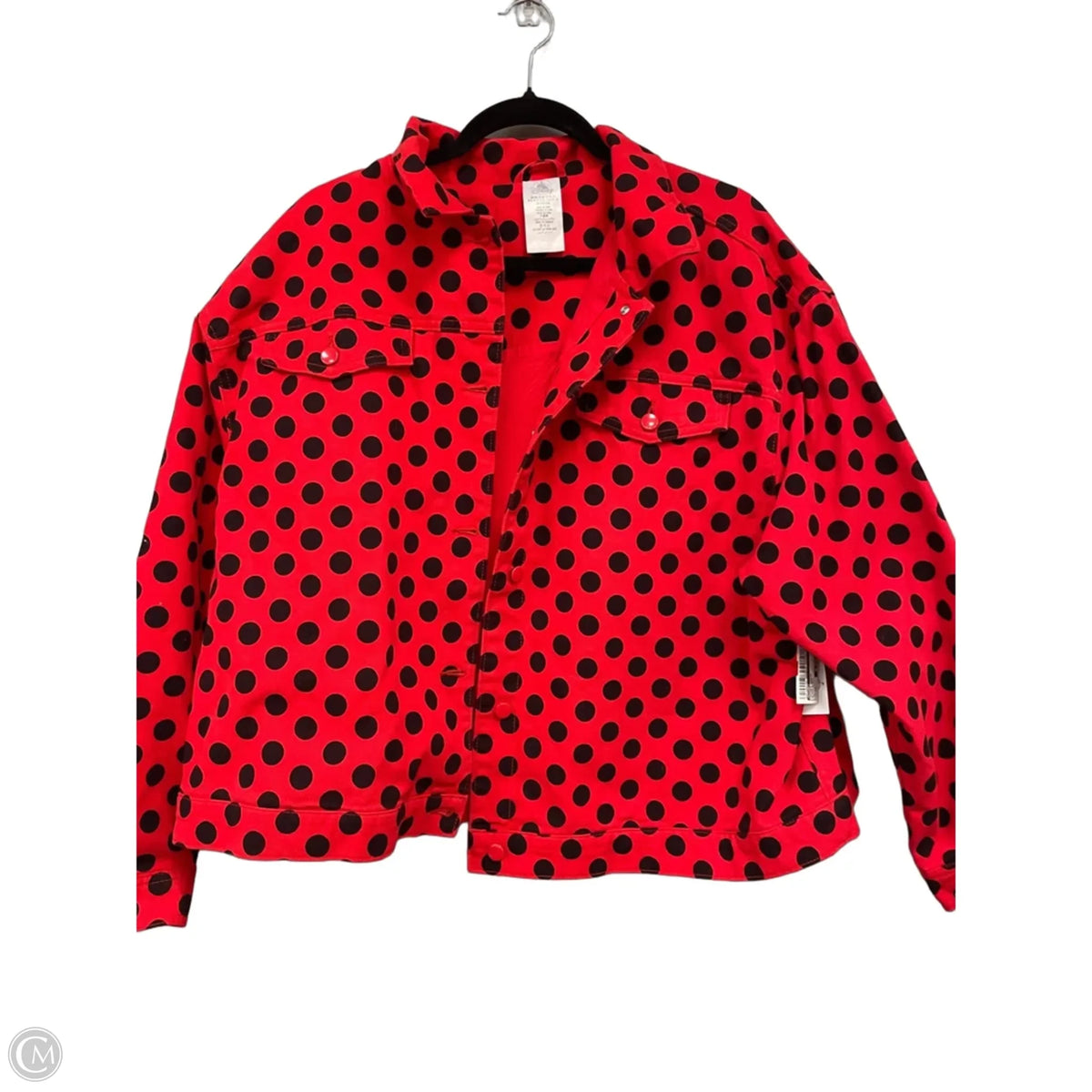 Jacket Denim By Disney In Black & Red, Size: 1x
