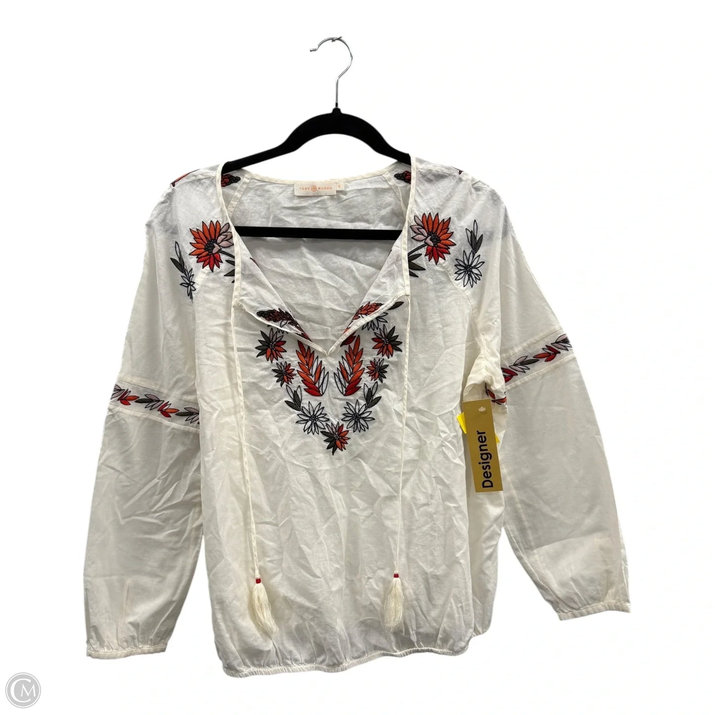 Top 3/4 Sleeve Designer By Tory Burch In Floral Print, Size: 10