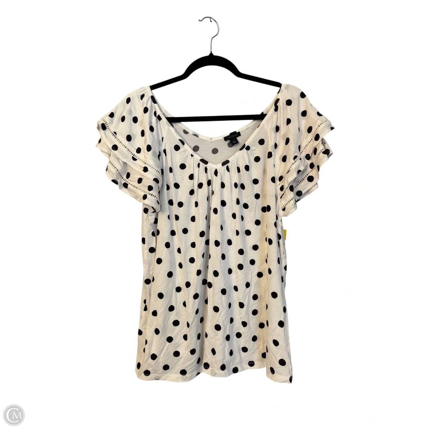 Top Short Sleeve By Ann Taylor In Polkadot Pattern, Size: L