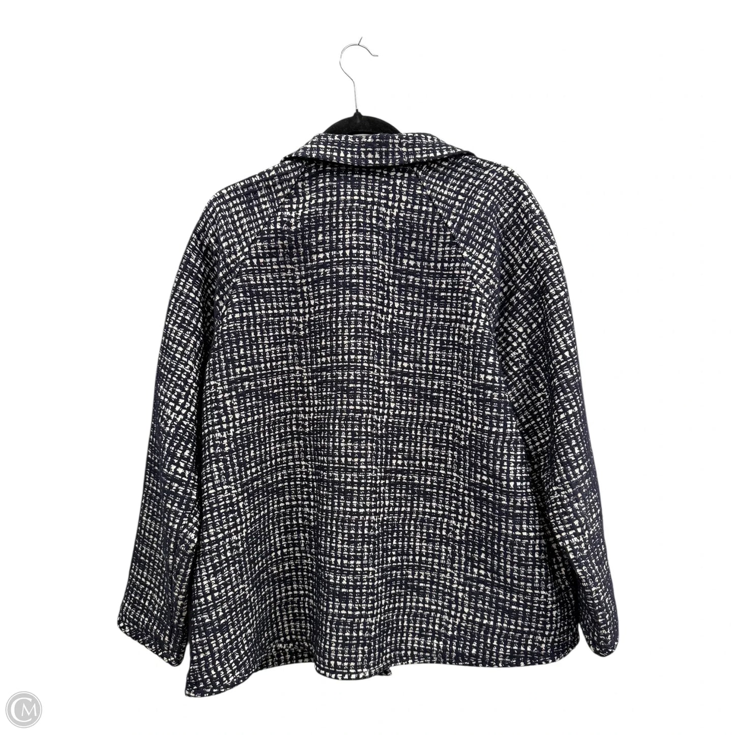 Blazer Designer By Lafayette 148 In Blue & White, Size: L