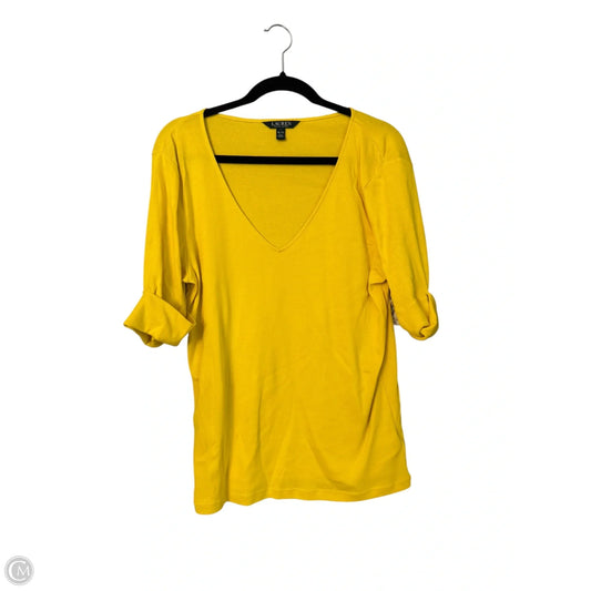 Top Short Sleeve By Lauren By Ralph Lauren In Yellow, Size: Xl