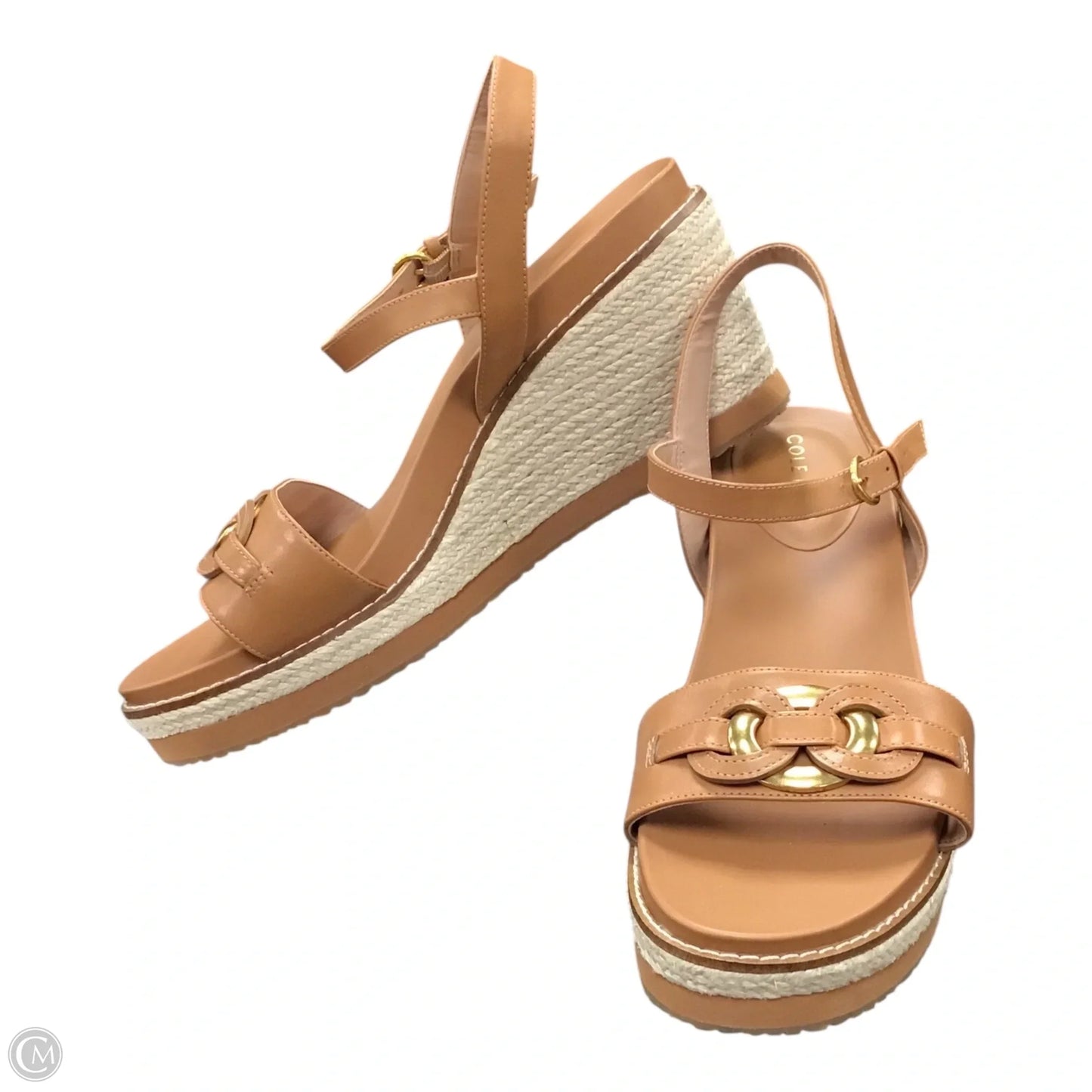 Sandals Heels Wedge By Cole-haan In Brown, Size: 9.5