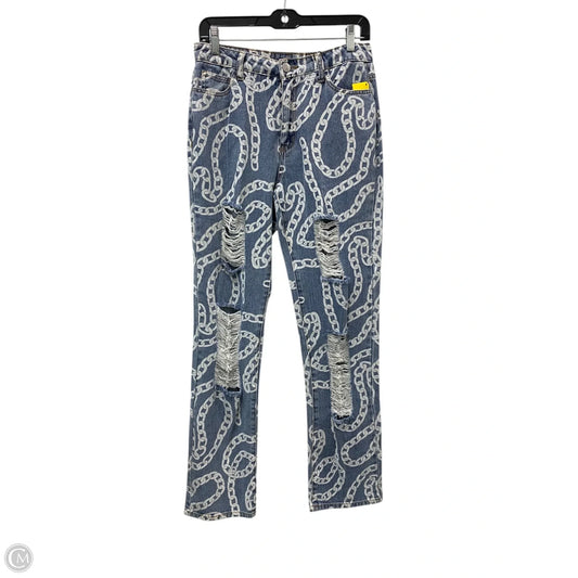 Jeans Flared By Clothes Mentor In Blue & White, Size: 8