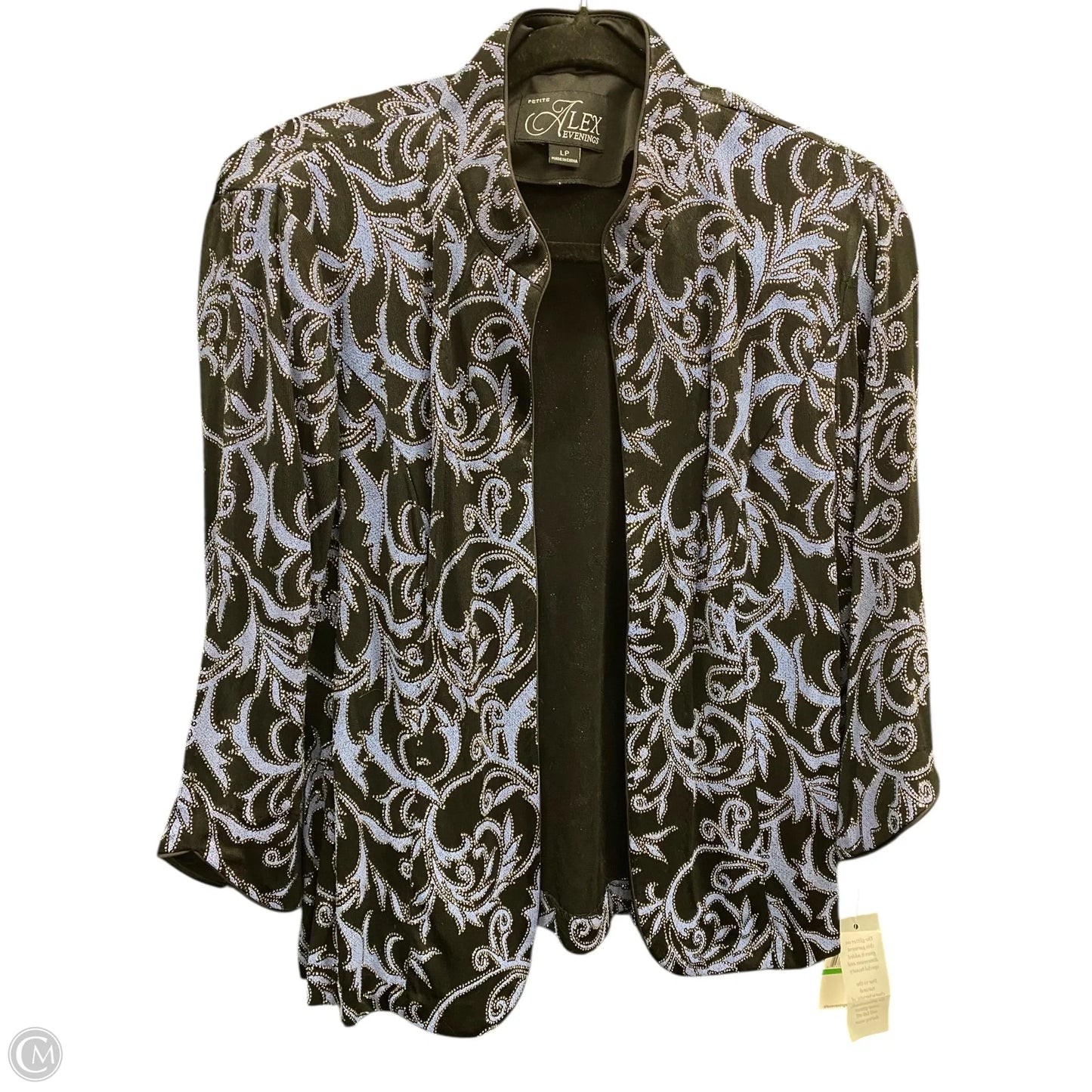 Cardigan By Alex Evenings In Black & Blue, Size: Lp