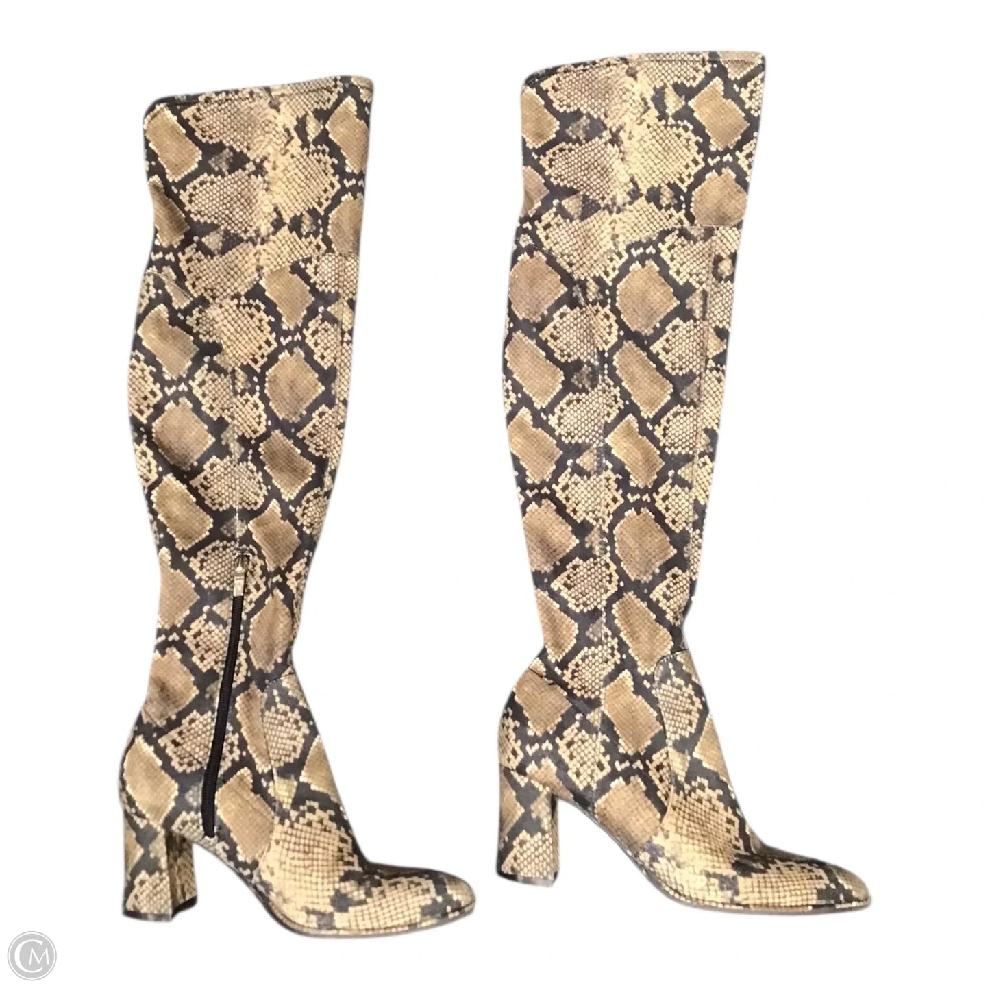Boots Over-the-knee Heels By Marc Fisher In Snakeskin Print, Size: 7