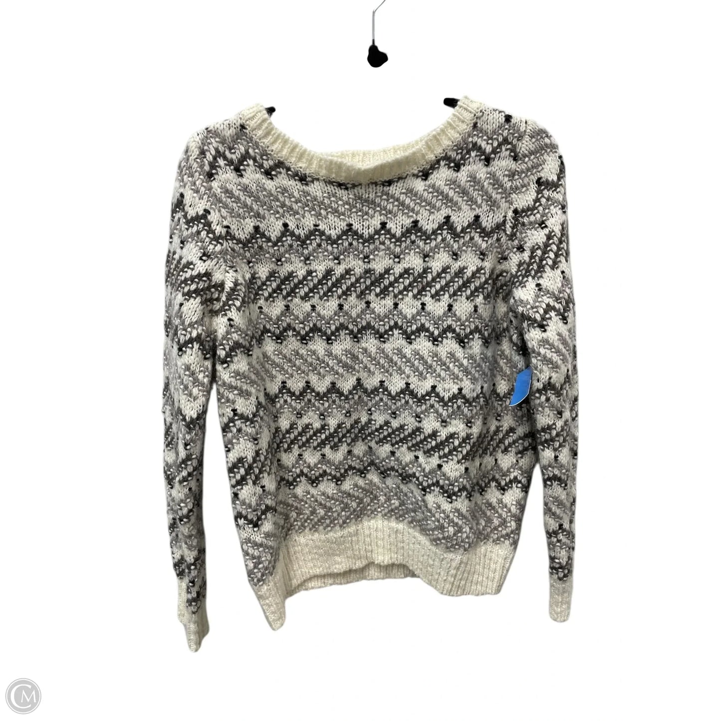 Sweater By Loft In Cream & Grey, Size: L