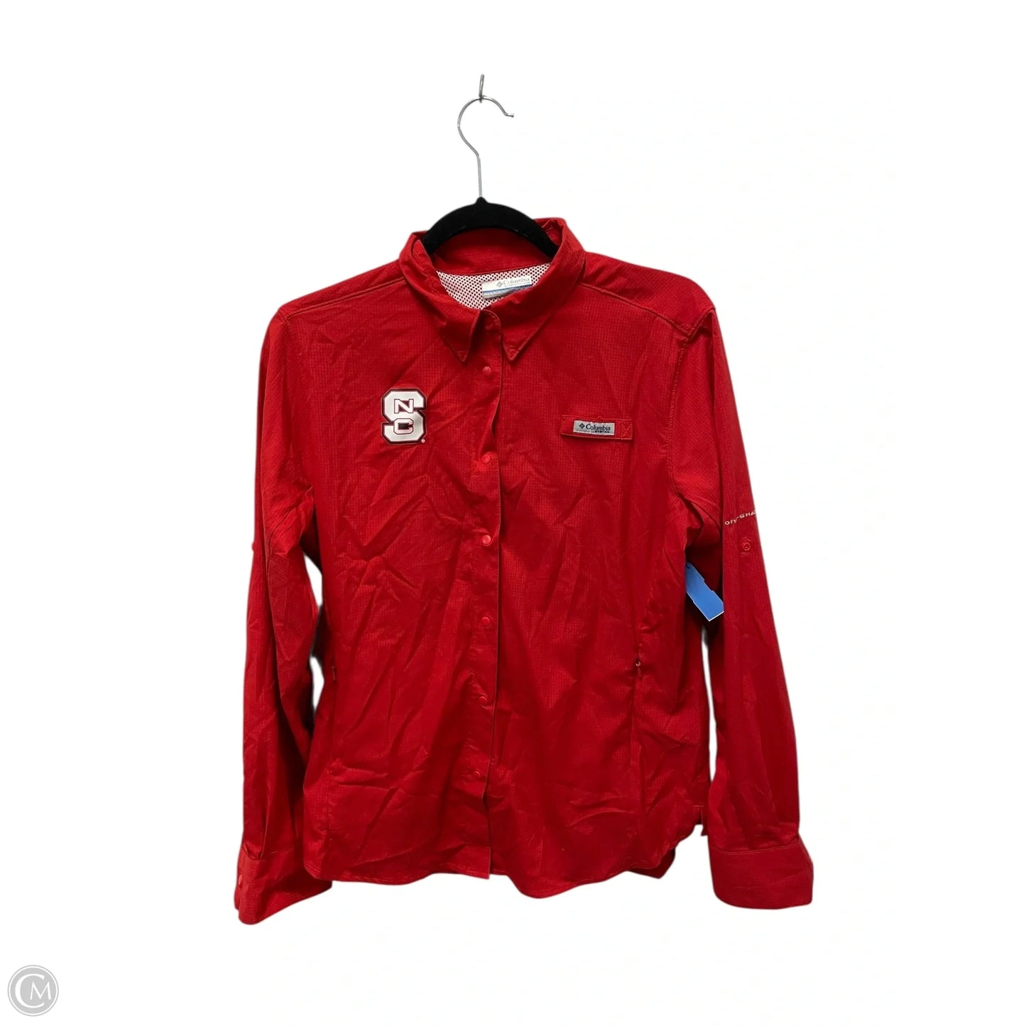 Athletic Top Long Sleeve Collar By Columbia In Red, Size: M