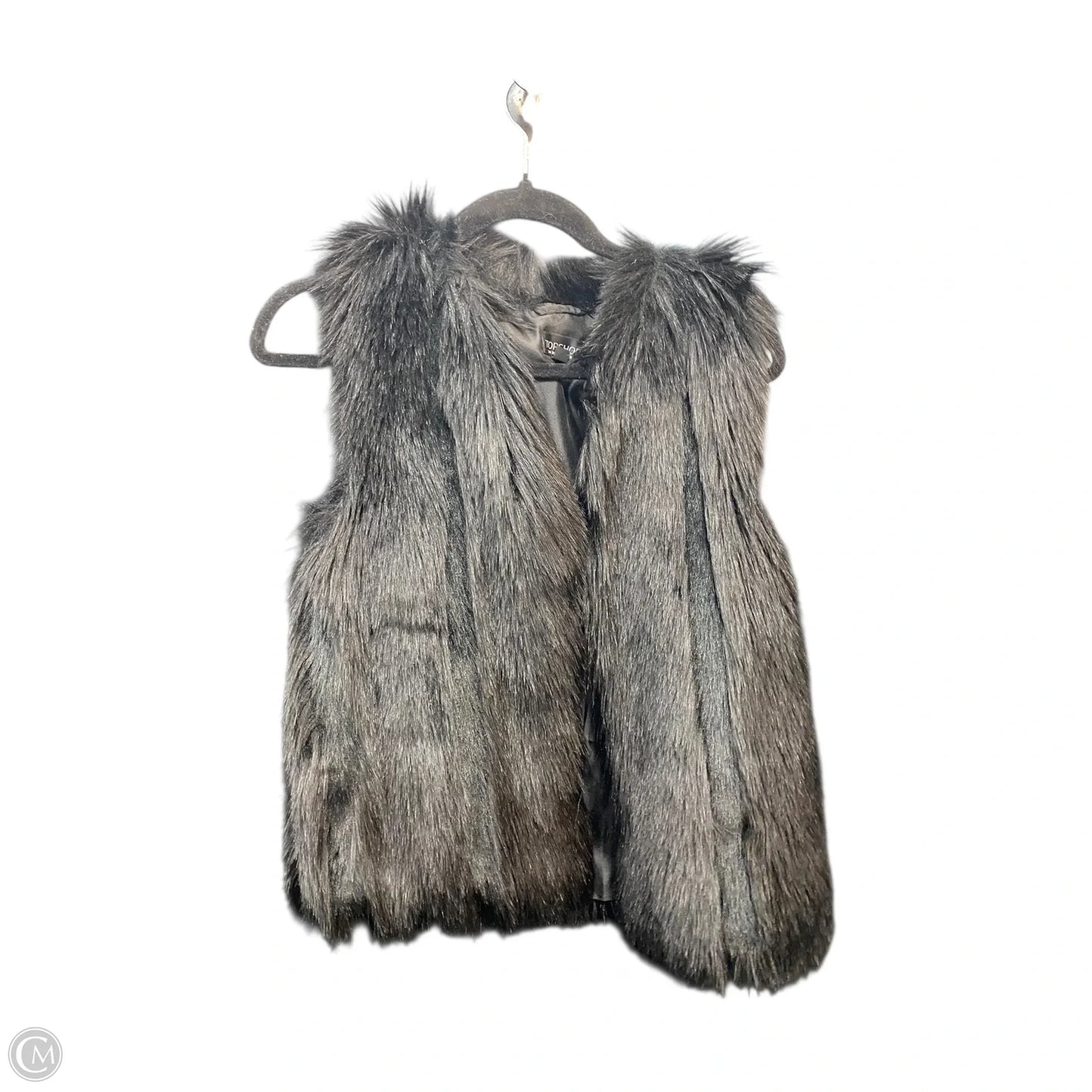 Vest Faux Fur & Sherpa By Top Shop In Black, Size: 4