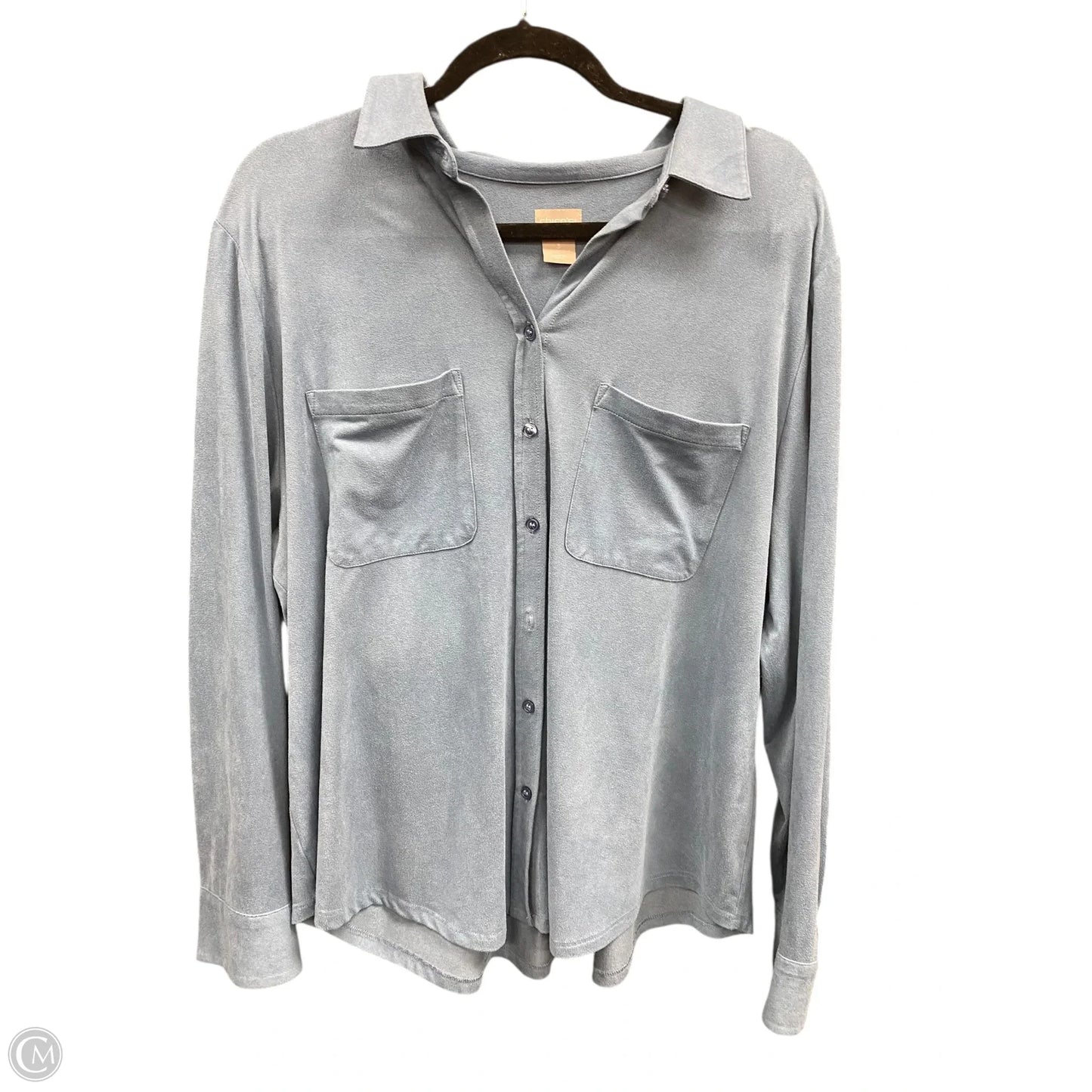 Blouse Long Sleeve By Chip And Pepper In Blue, Size: Xl