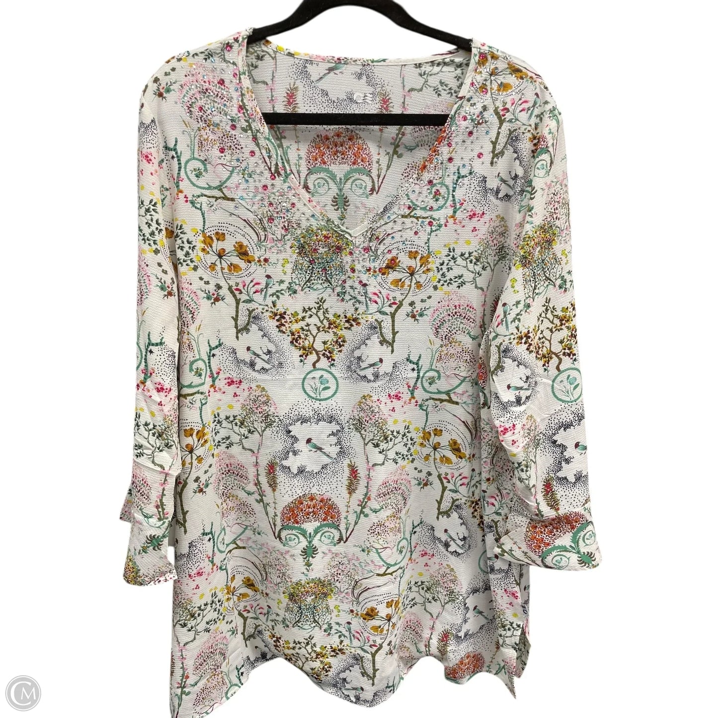 Blouse 3/4 Sleeve By Clothes Mentor In Floral Print, Size: Xxl