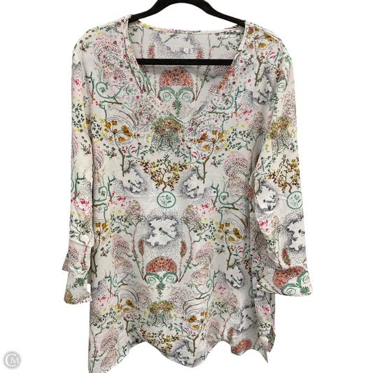 Blouse 3/4 Sleeve By Clothes Mentor In Floral Print, Size: Xxl