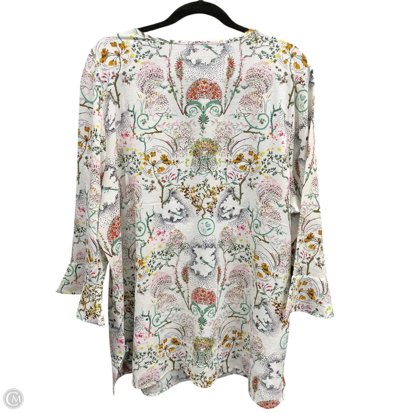 Blouse 3/4 Sleeve By Clothes Mentor In Floral Print, Size: Xxl