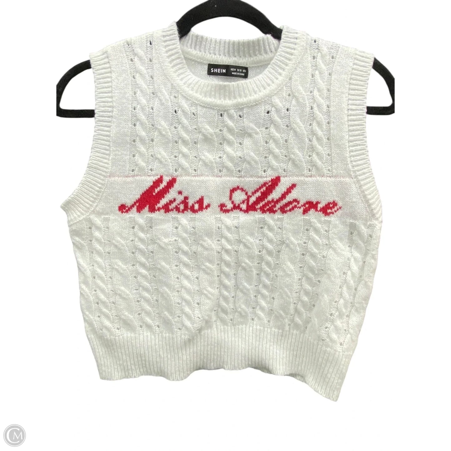 Vest Sweater By Shein In Red & White, Size: M