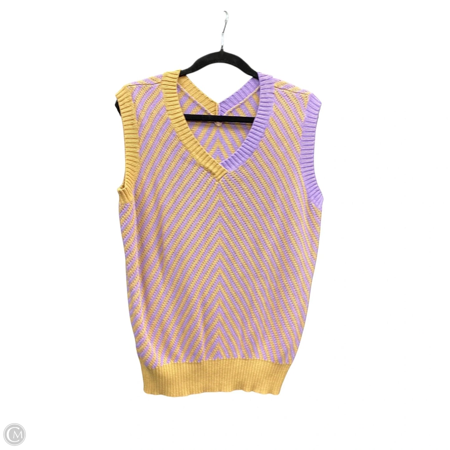 Vest Sweater By Clothes Mentor In Purple & Tan, Size: 2x