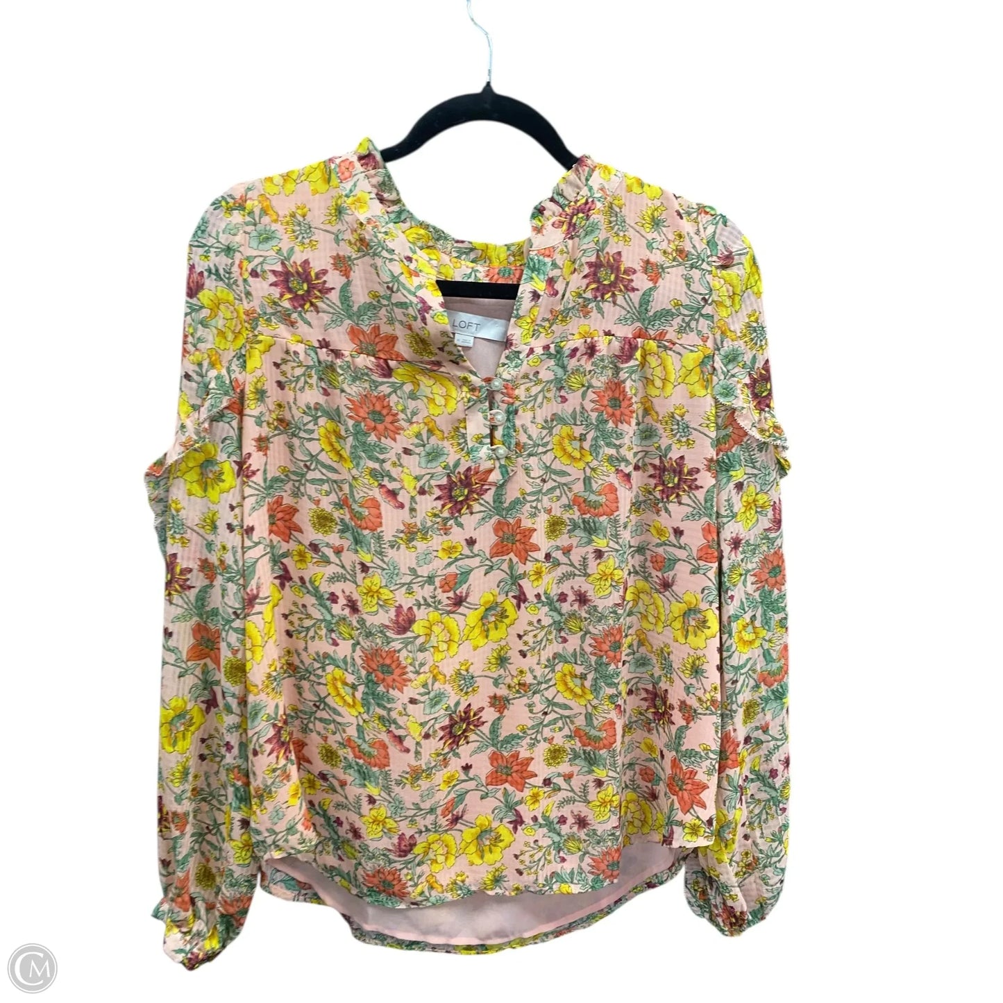 Blouse Long Sleeve By Loft In Floral Print, Size: M