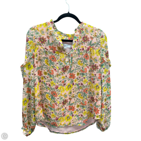 Blouse Long Sleeve By Loft In Floral Print, Size: M