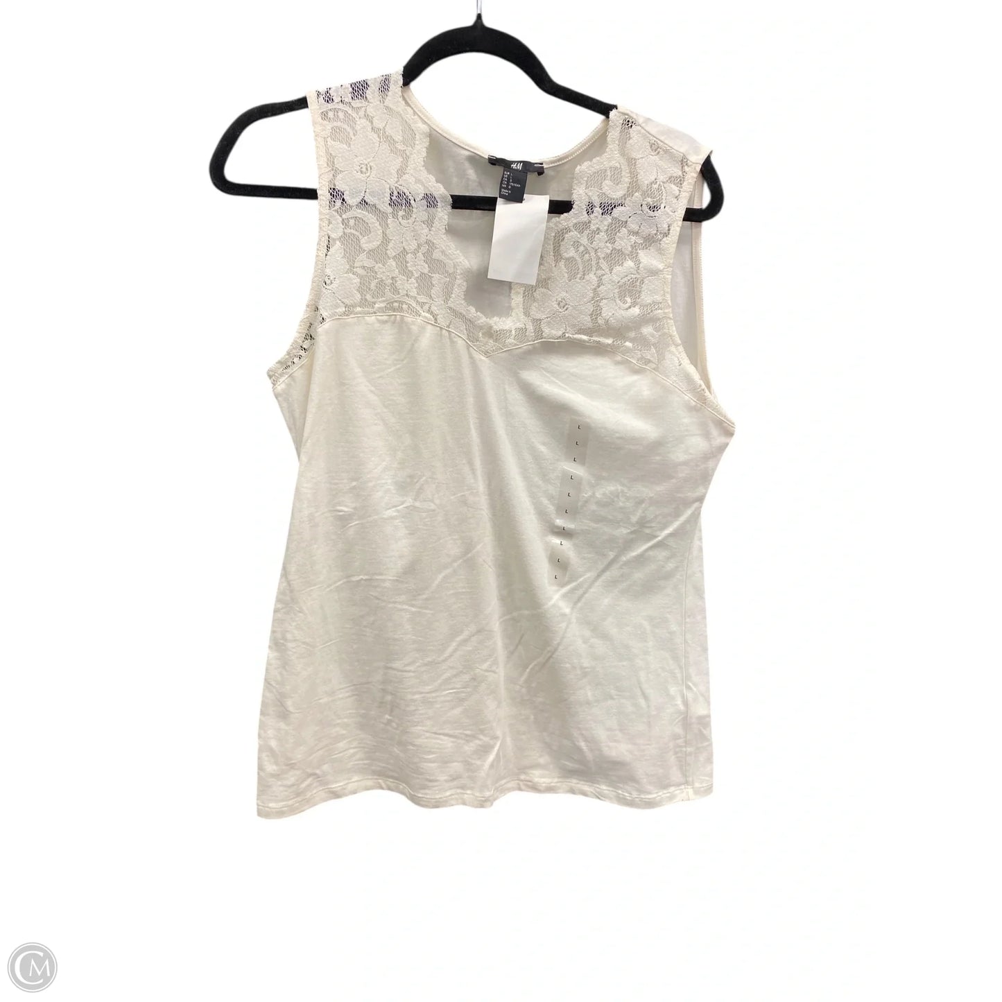 Top Sleeveless By H&m In Cream, Size: L