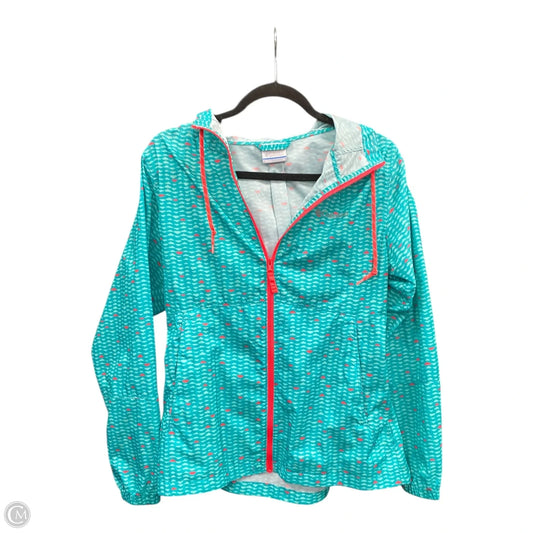 Jacket Windbreaker By Columbia In Green & Orange, Size: S