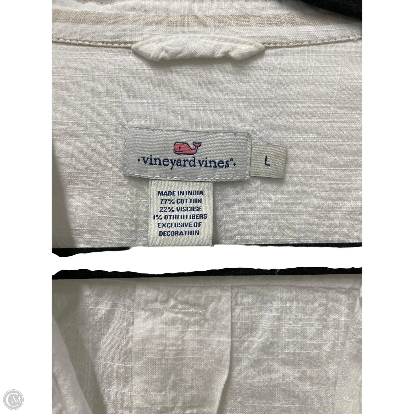 Top Long Sleeve By Vineyard Vines In Cream & Tan, Size: L