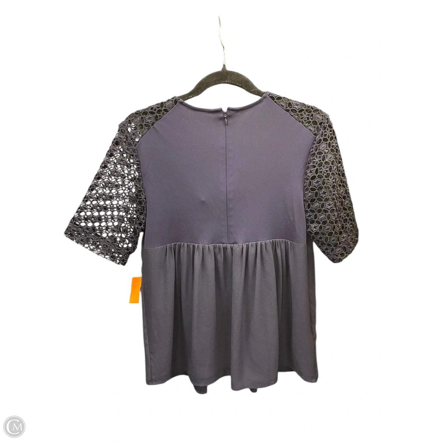 Blouse Short Sleeve By Ann Taylor In Navy, Size: M