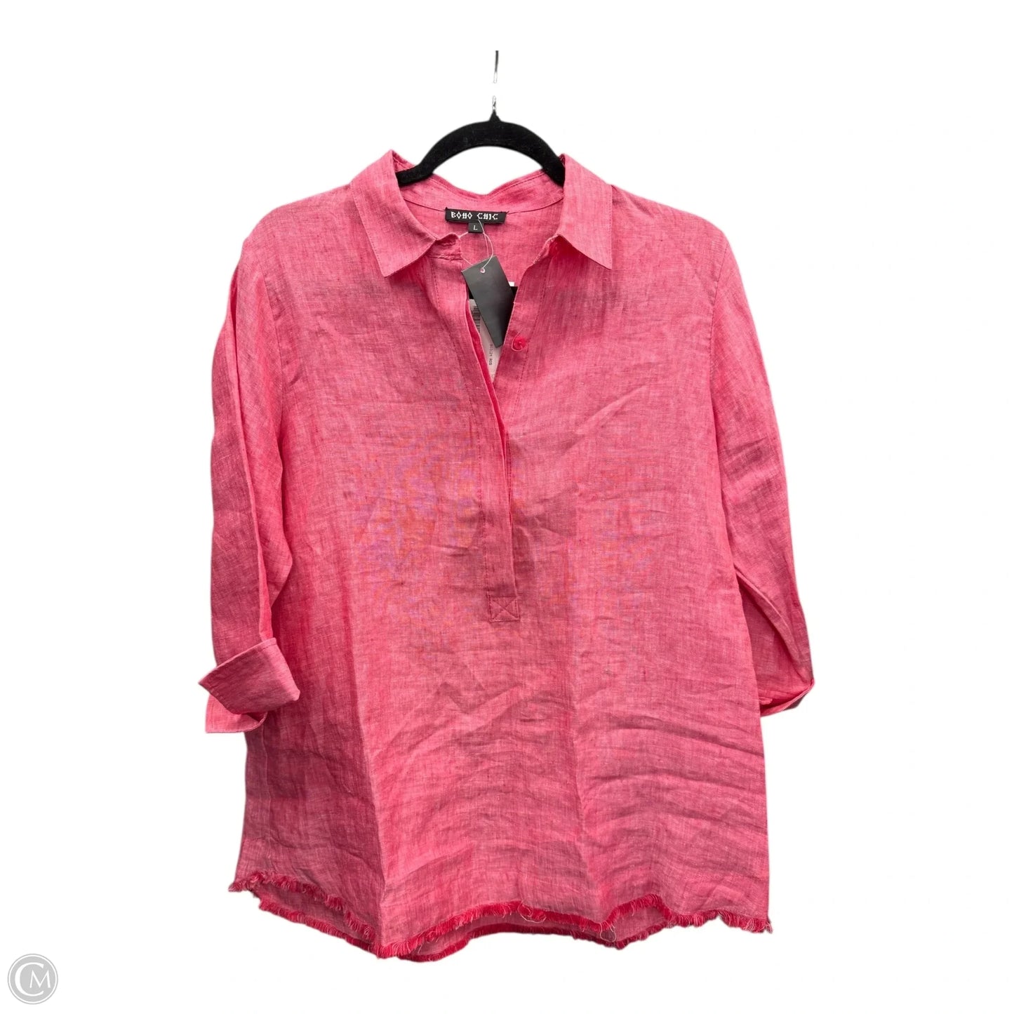 Tunic 3/4 Sleeve By Clothes Mentor In Pink, Size: L