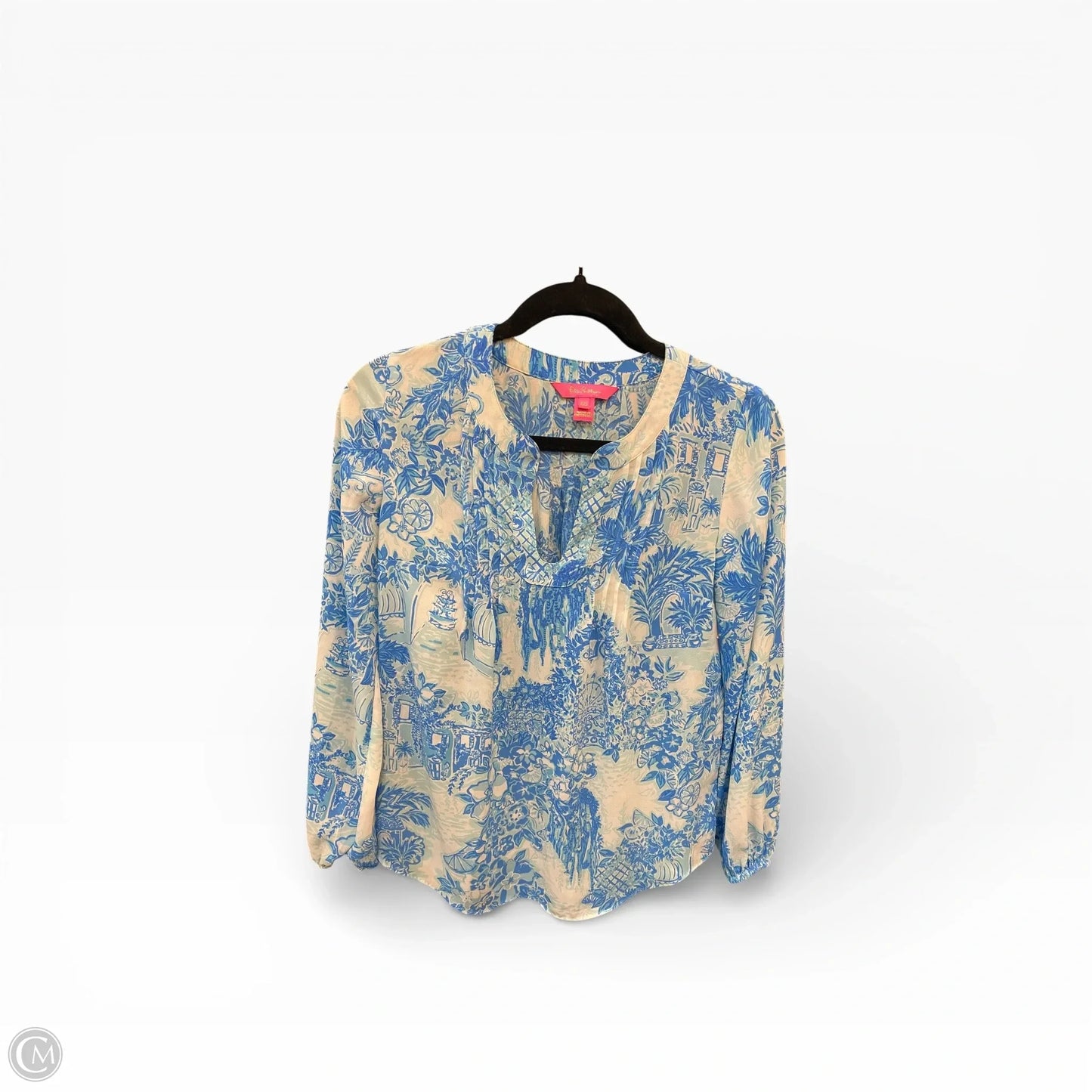 Blouse Designer By Lilly Pulitzer In Blue & White, Size: Xxs