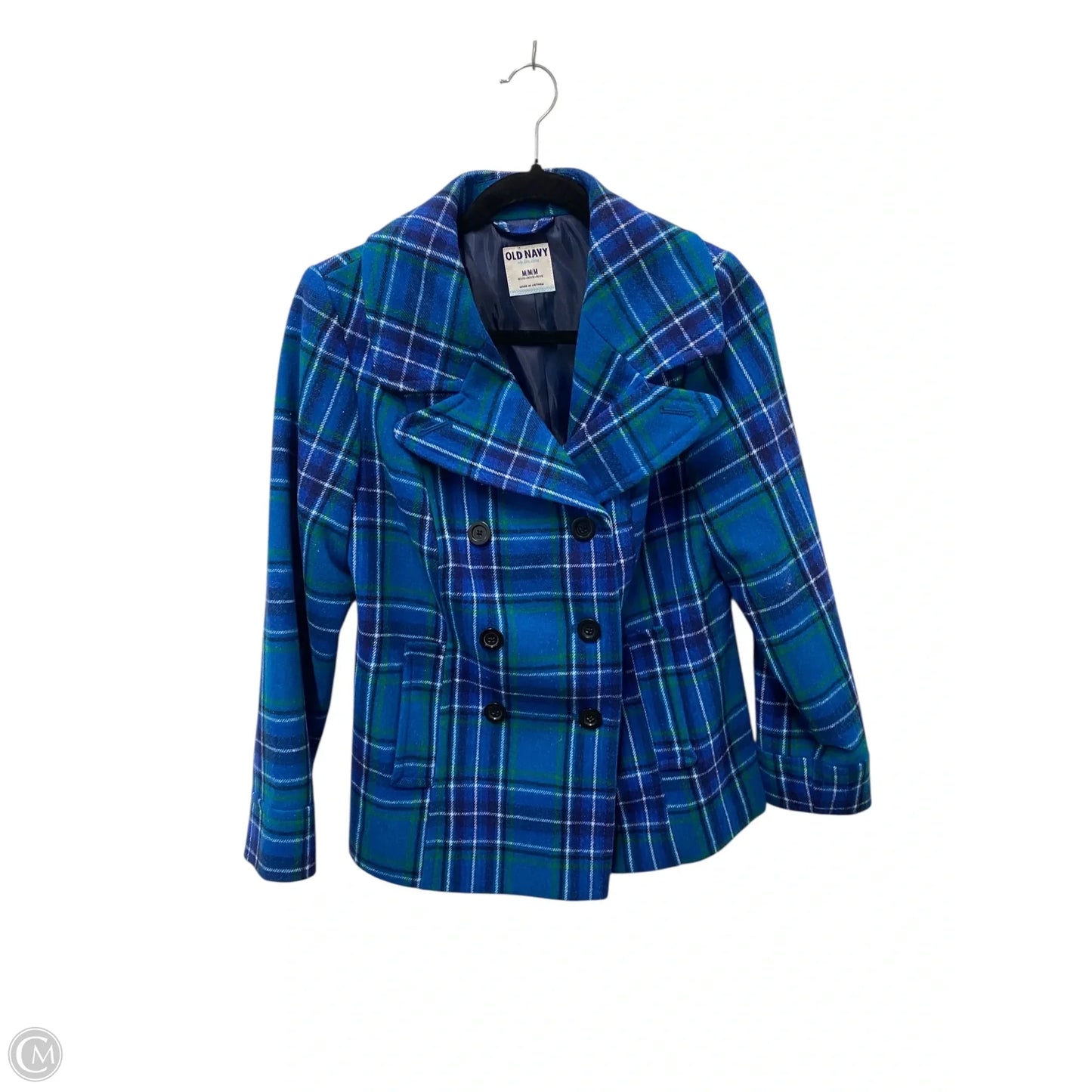 Coat Peacoat By Old Navy In Plaid Pattern, Size: M