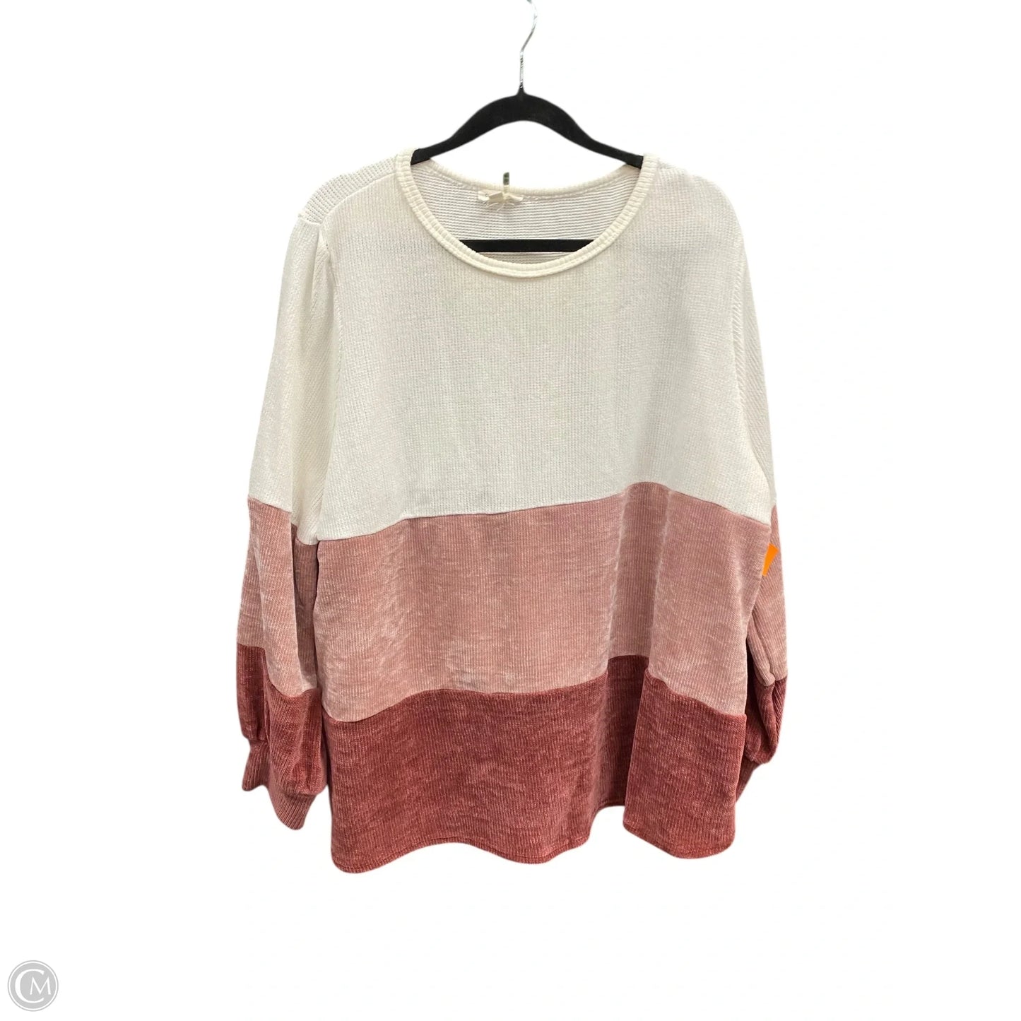 Top Long Sleeve By Chicsoul In Pink & White, Size: 3x