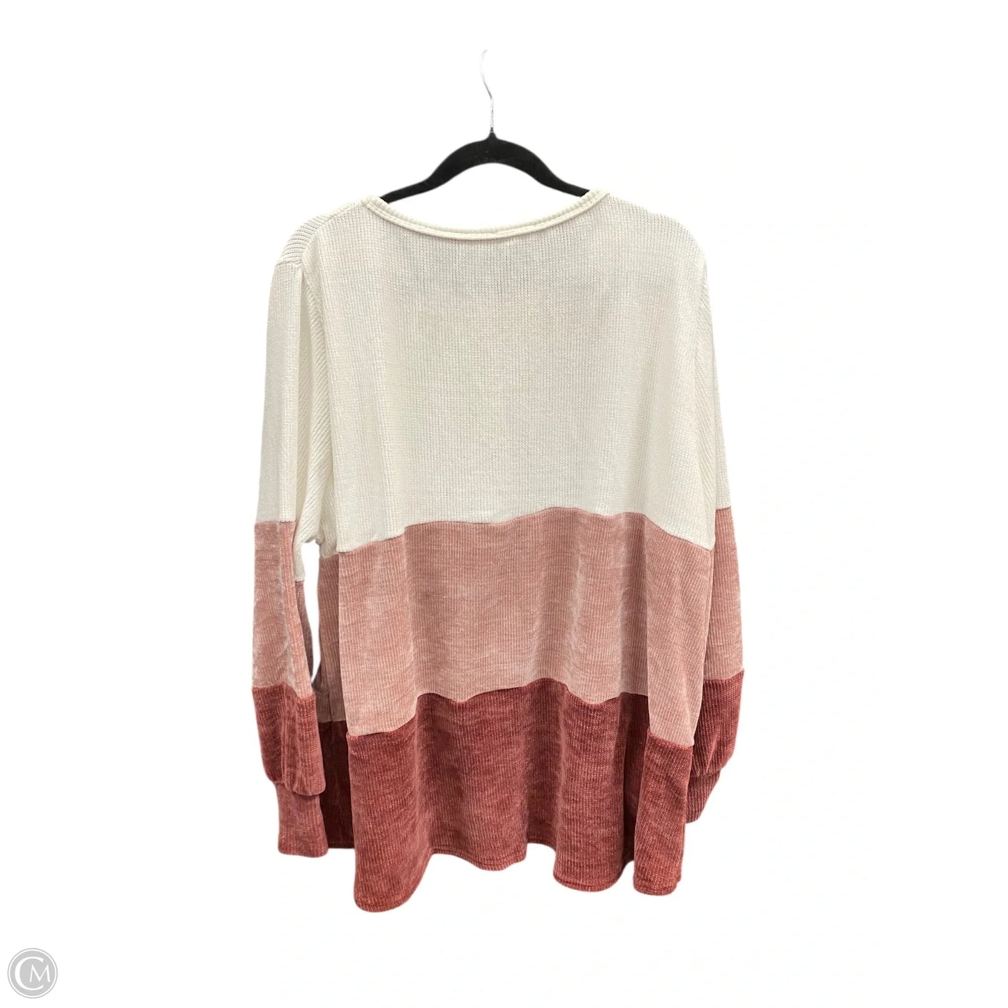 Top Long Sleeve By Chicsoul In Pink & White, Size: 3x