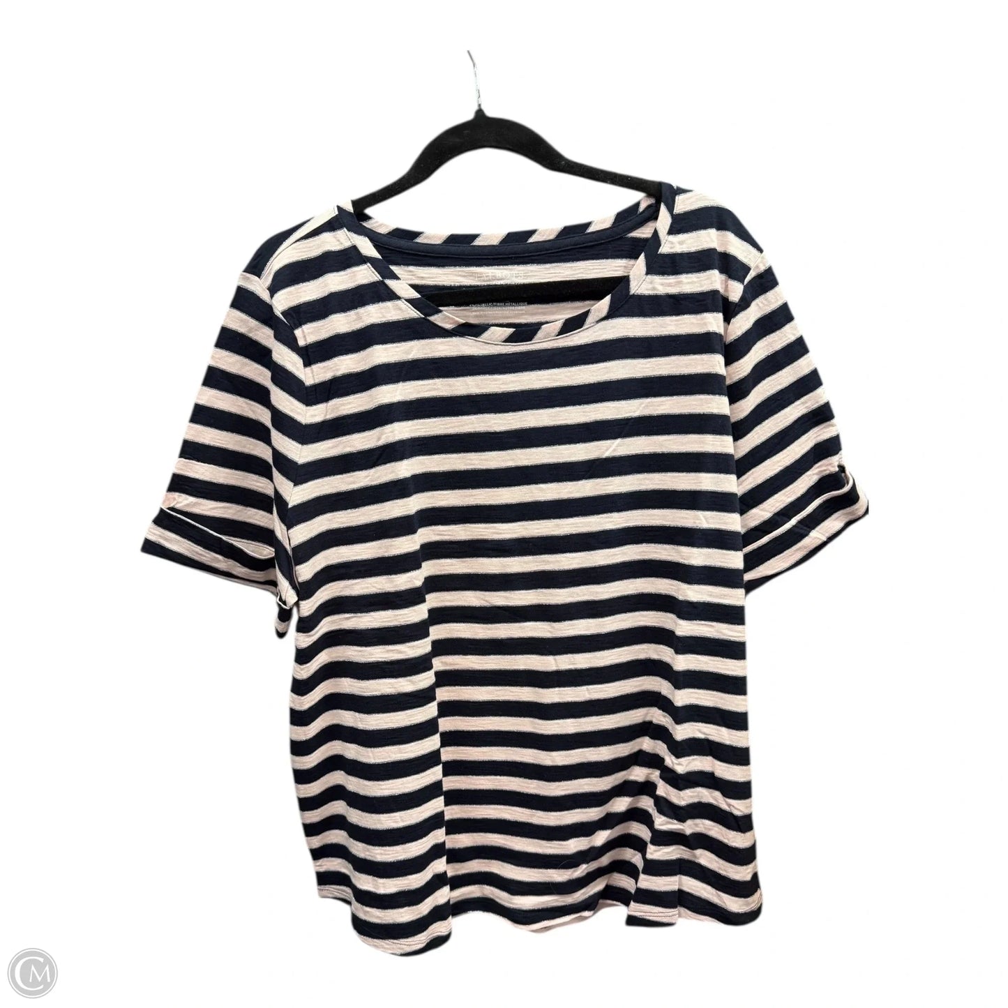 Top Short Sleeve By Talbots In Striped Pattern, Size: 2x
