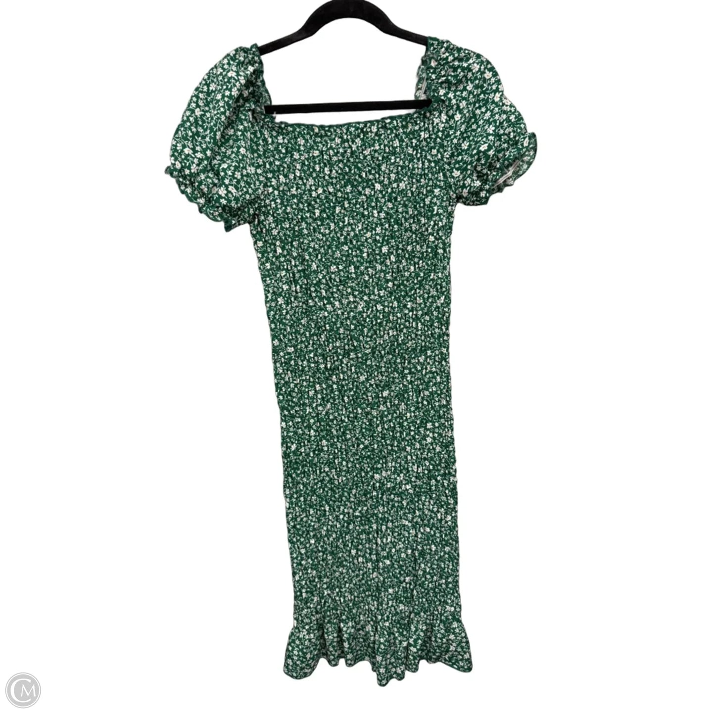 Dress Casual Midi By Shein In Green & White, Size: L