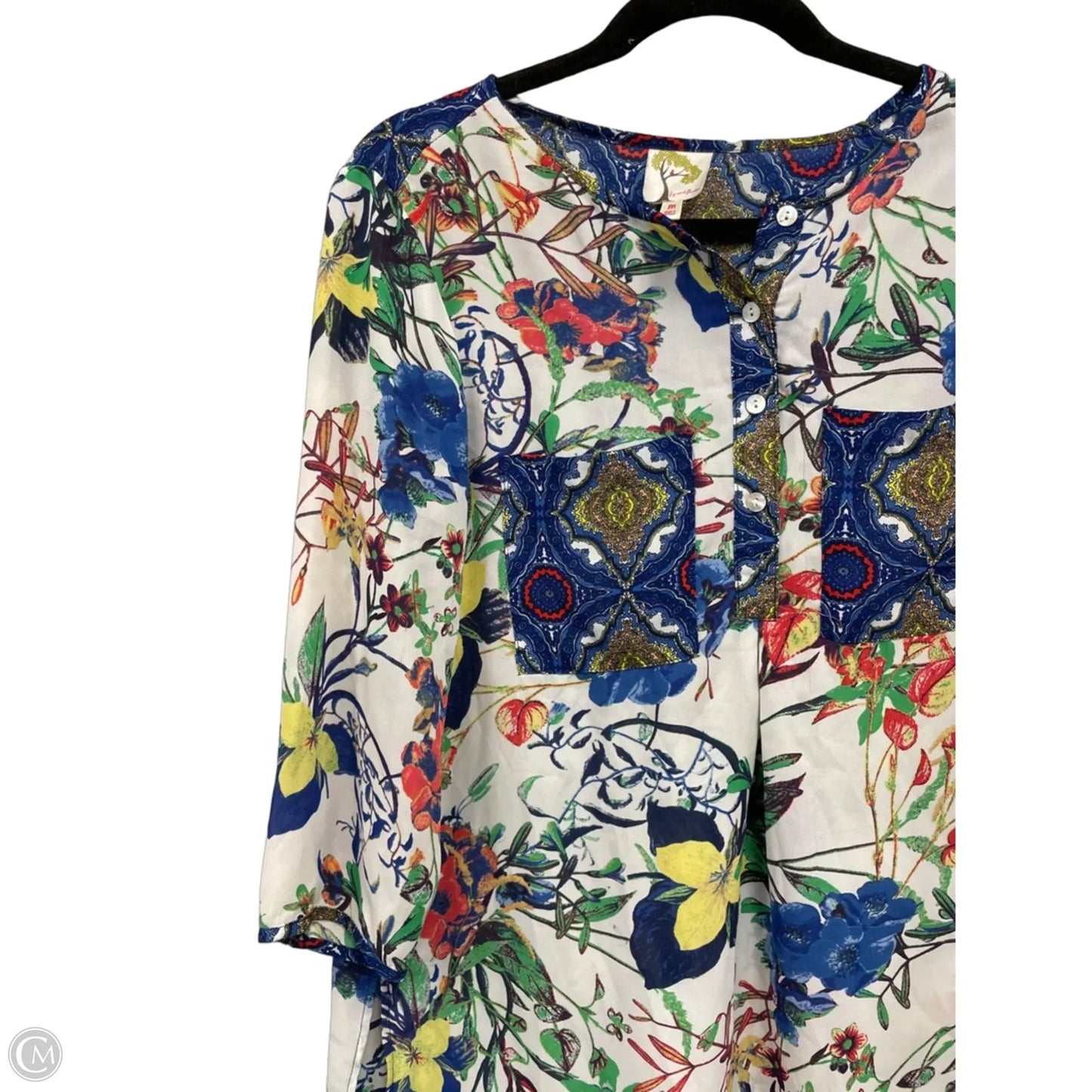 Dress Casual Short By Figuero & Flower In Blue & White, Size: M