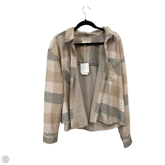 Jacket Shirt By Beachlunchlounge In Grey & Tan, Size: Xl