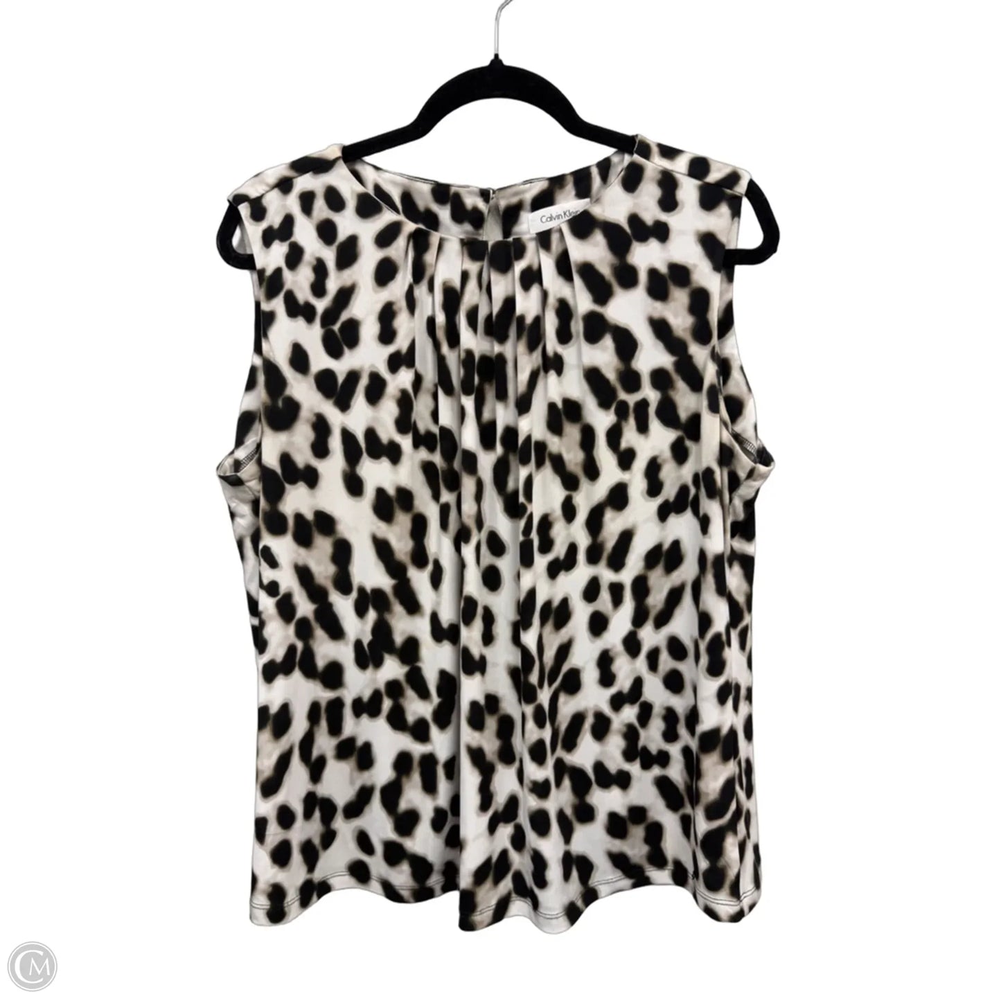Blouse Sleeveless By Calvin Klein In Black & Cream, Size: 1x