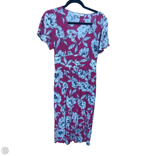 Dress Casual Midi By Loft In Pink & White, Size: S