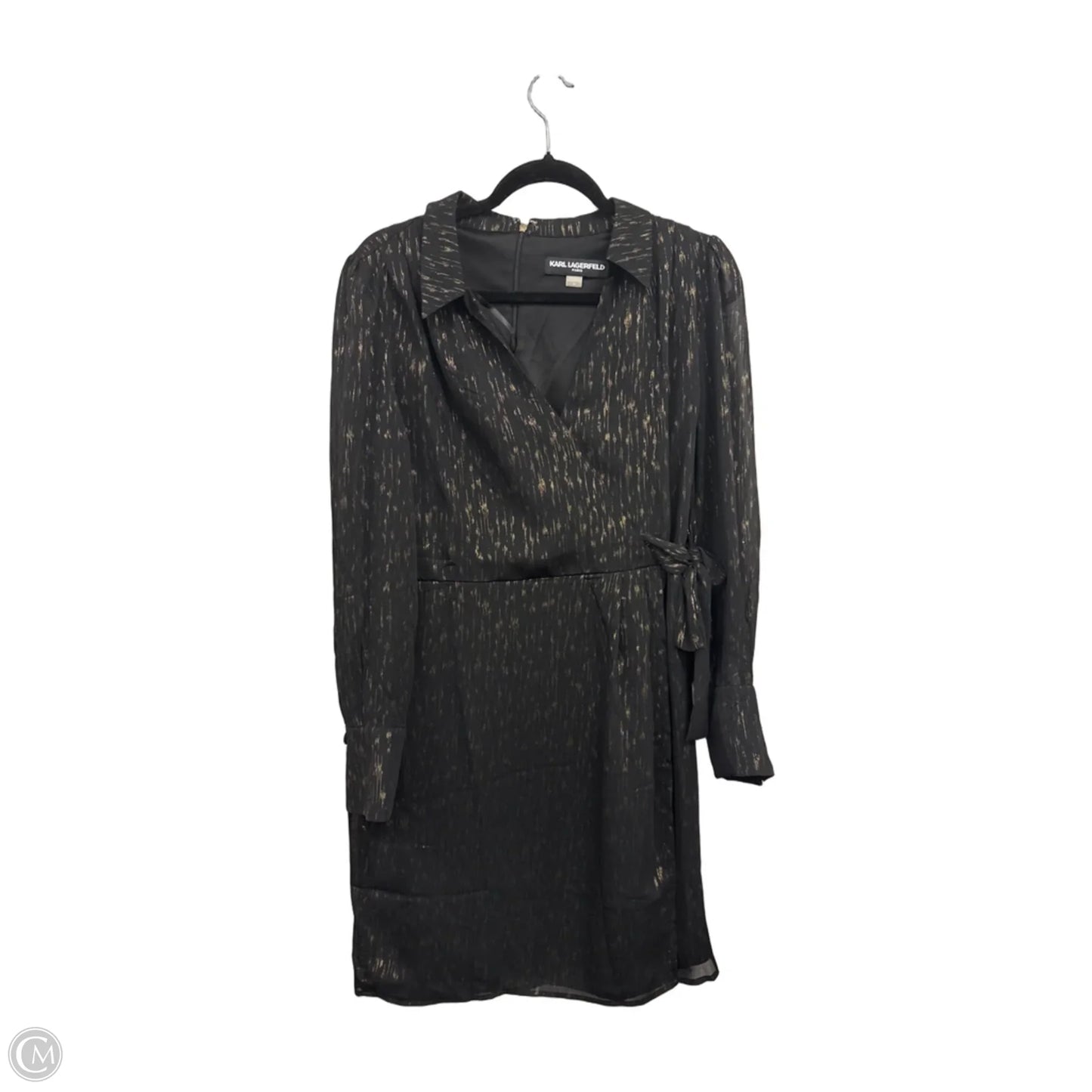 Dress Designer By Karl Lagerfeld In Black & Gold, Size: 12