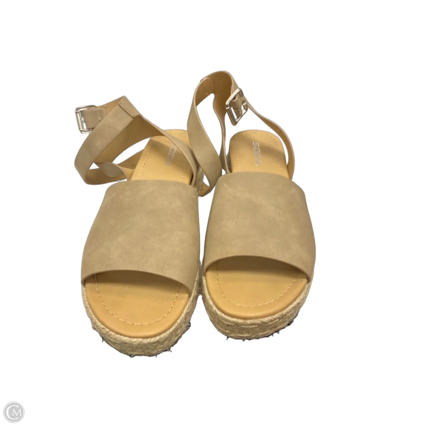 Sandals Heels Platform By Soda In Tan, Size: 9