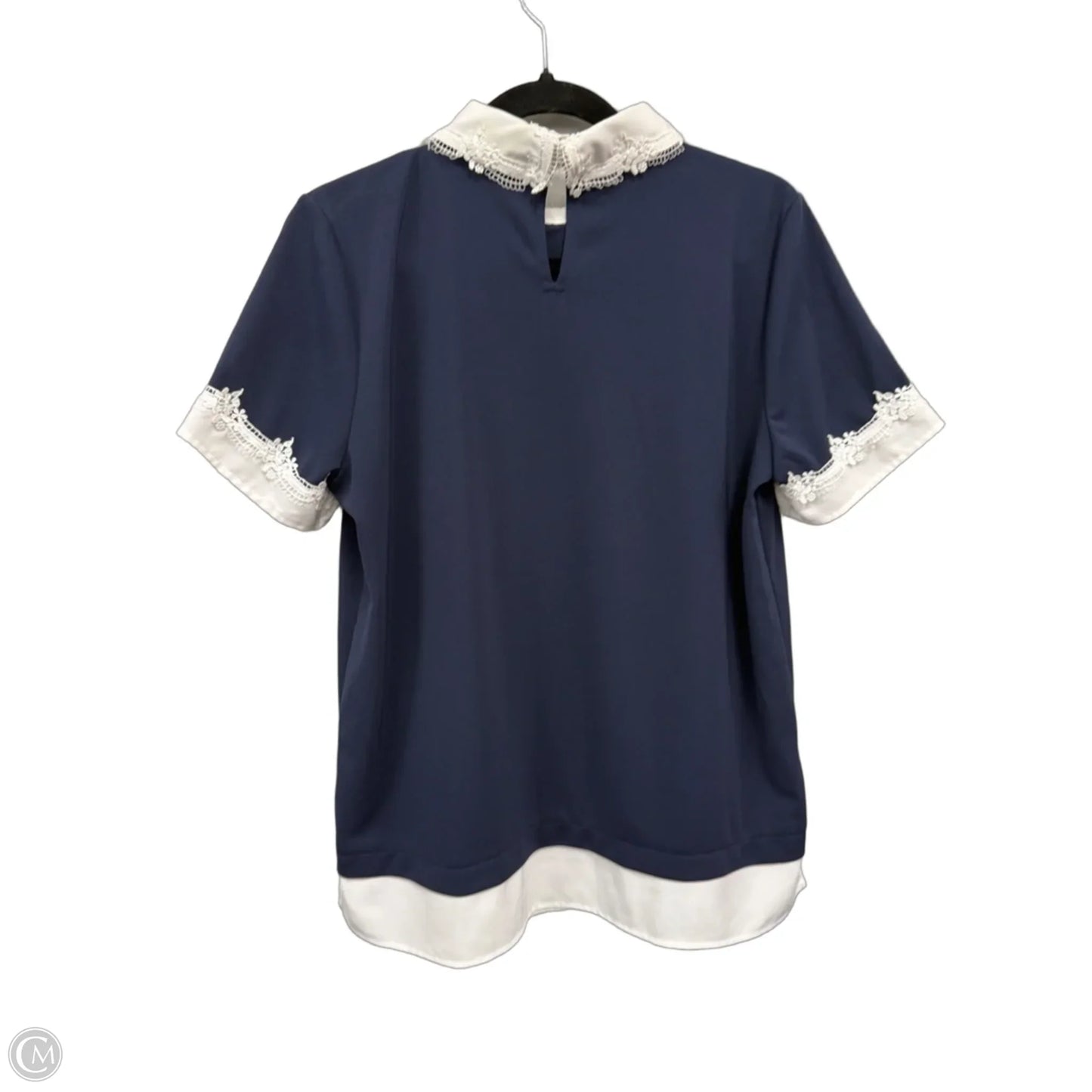 Blouse Designer By Karl Lagerfeld In Blue & White, Size: M