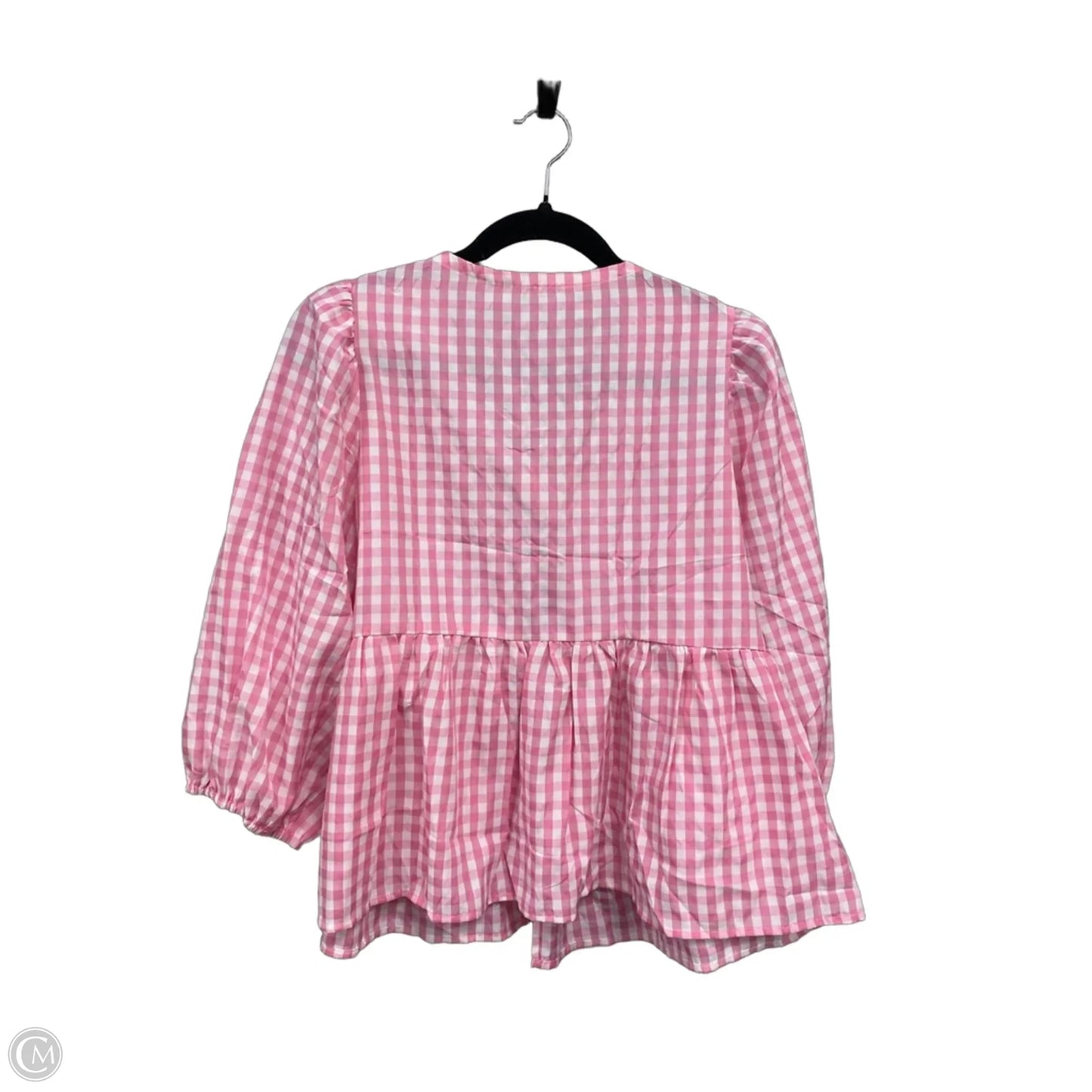 Top 3/4 Sleeve By Clothes Mentor In Pink & White, Size: M