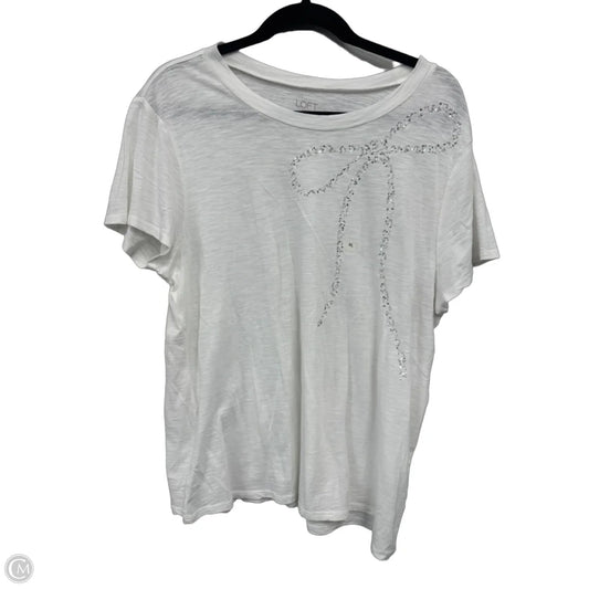 Top Short Sleeve By Loft In White, Size: Xl